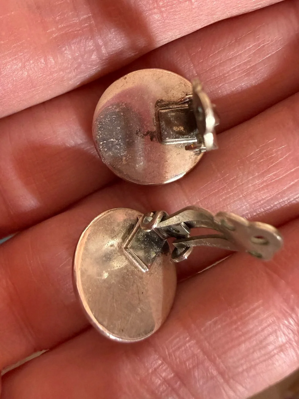 Native American Navajo Sterling silver Signed hand stamped small clip earrings